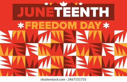 Juneteenth. Freedom and Emancipation day in June. Independence Day. Annual African-American holiday, celebrated in June 19. American history and heritage. Vector poster, illustration and banner