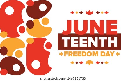 Juneteenth. Freedom and Emancipation day in June. Independence Day. Annual African-American holiday, celebrated in June 19. American history and heritage. Vector poster, illustration and banner