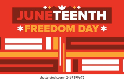 Juneteenth. Freedom and Emancipation day in June. Independence Day. Annual African-American holiday, celebrated in June 19. American history and heritage. Vector poster, illustration and banner