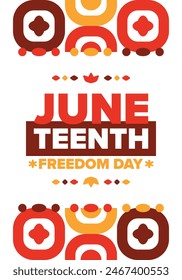 Juneteenth. Freedom and Emancipation day in June. Independence Day. Annual African-American holiday, celebrated in June 19. American history and heritage. Vector poster, illustration and banner