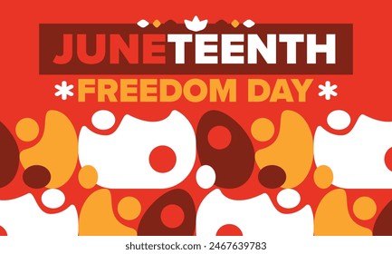 Juneteenth. Freedom and Emancipation day in June. Independence Day. Annual African-American holiday, celebrated in June 19. American history and heritage. Vector poster, illustration and banner