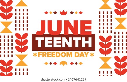 Juneteenth. Freedom and Emancipation day in June. Independence Day. Annual African-American holiday, celebrated in June 19. American history and heritage. Vector poster, illustration and banner