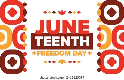 Juneteenth. Freedom and Emancipation day in June. Independence Day. Annual African-American holiday, celebrated in June 19. American history and heritage. Vector poster, illustration and banner