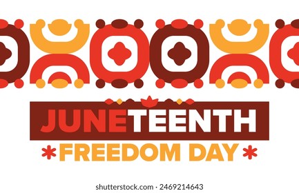 Juneteenth. Freedom and Emancipation day in June. Independence Day. Annual African-American holiday, celebrated in June 19. American history and heritage. Vector poster, illustration and banner