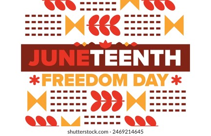 Juneteenth. Freedom and Emancipation day in June. Independence Day. Annual African-American holiday, celebrated in June 19. American history and heritage. Vector poster, illustration and banner