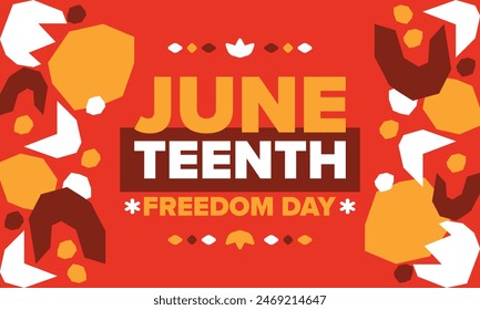 Juneteenth. Freedom and Emancipation day in June. Independence Day. Annual African-American holiday, celebrated in June 19. American history and heritage. Vector poster, illustration and banner