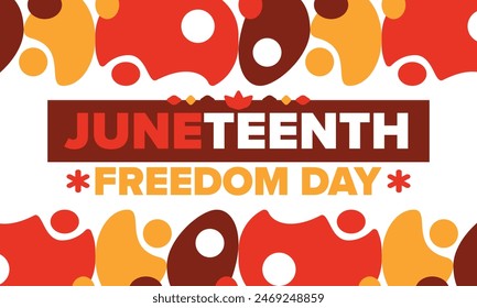 Juneteenth. Freedom and Emancipation day in June. Independence Day. Annual African-American holiday, celebrated in June 19. American history and heritage. Vector poster, illustration and banner