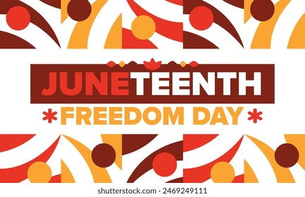 Juneteenth. Freedom and Emancipation day in June. Independence Day. Annual African-American holiday, celebrated in June 19. American history and heritage. Vector poster, illustration and banner