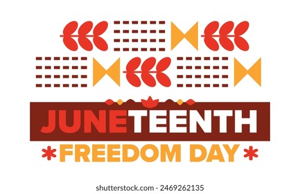 Juneteenth. Freedom and Emancipation day in June. Independence Day. Annual African-American holiday, celebrated in June 19. American history and heritage. Vector poster, illustration and banner