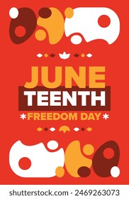 Juneteenth. Freedom and Emancipation day in June. Independence Day. Annual African-American holiday, celebrated in June 19. American history and heritage. Vector poster, illustration and banner