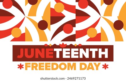 Juneteenth. Freedom and Emancipation day in June. Independence Day. Annual African-American holiday, celebrated in June 19. American history and heritage. Vector poster, illustration and banner