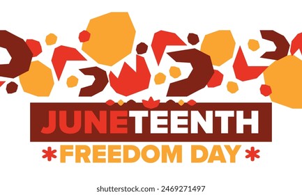 Juneteenth. Freedom and Emancipation day in June. Independence Day. Annual African-American holiday, celebrated in June 19. American history and heritage. Vector poster, illustration and banner