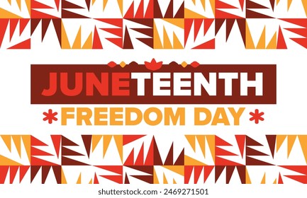 Juneteenth. Freedom and Emancipation day in June. Independence Day. Annual African-American holiday, celebrated in June 19. American history and heritage. Vector poster, illustration and banner