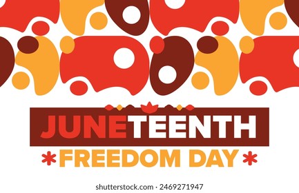 Juneteenth. Freedom and Emancipation day in June. Independence Day. Annual African-American holiday, celebrated in June 19. American history and heritage. Vector poster, illustration and banner