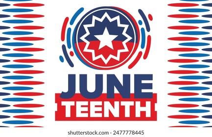 Juneteenth. Freedom and Emancipation day in June. Independence Day. Annual African-American holiday, celebrated in June 19. American history and heritage. Vector poster, illustration and banner