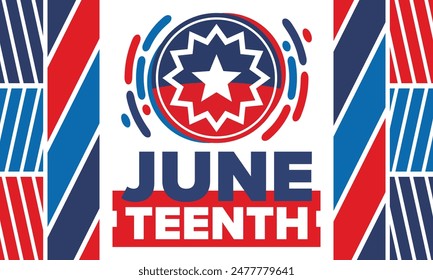 Juneteenth. Freedom and Emancipation day in June. Independence Day. Annual African-American holiday, celebrated in June 19. American history and heritage. Vector poster, illustration and banner