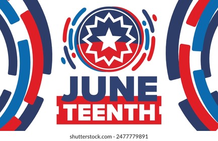 Juneteenth. Freedom and Emancipation day in June. Independence Day. Annual African-American holiday, celebrated in June 19. American history and heritage. Vector poster, illustration and banner