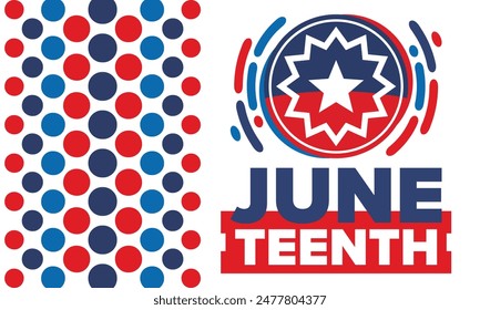 Juneteenth. Freedom and Emancipation day in June. Independence Day. Annual African-American holiday, celebrated in June 19. American history and heritage. Vector poster, illustration and banner