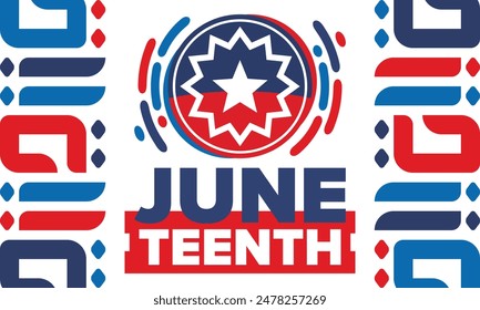 Juneteenth. Freedom and Emancipation day in June. Independence Day. Annual African-American holiday, celebrated in June 19. American history and heritage. Vector poster, illustration and banner