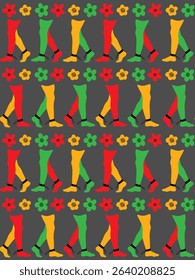 juneteenth freedom pattern legs flowers chains dark grey background seamless liberation celebration african american history holiday web design wallpaper poster