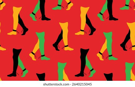 juneteenth freedom pattern legs shackles red background seamless liberation celebration african american history holiday web design black people poster