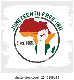 Juni frei seit 1865. Hand gekrönt mit einer Karte eines afrikanischen Landes. Juneteenth Konzept. Flache Vektorgrafik.