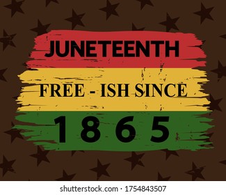 Juneteenth Free-ish Since 1865 poster, cover design, banner, greeting card, festive sticker. American holiday Freedom (Jubilee, Cel-Liberation) Day concept. Modern vector lettering. 