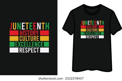 Juneteenth History Culture Excellence Respect T-Shirt Design