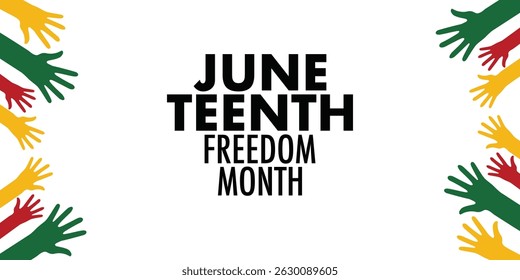 Juneteenth history month celebrate. vector illustration design graphic Black history month. Freedom or Emancipation day. Annual American holiday, Horizontal banner vector illustration.	