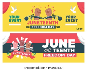 Juneteenth. Illustration Of Breaking Chains For Banner