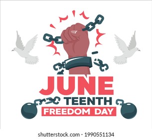 Juneteenth. Illustration Of Breaking Chains And Bird