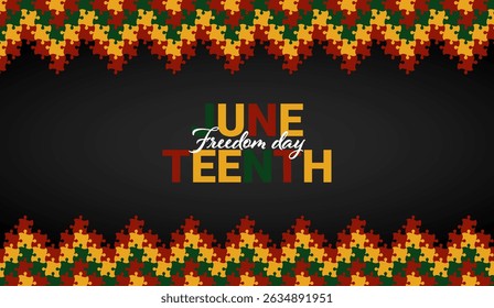 Juneteenth Independence Day Background. Black History Month. Freedom or Emancipation day. Annual American holiday June 19 poster. Horizontal banner vector illustration.
