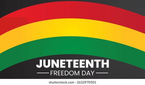 Anuncio del día de la independencia de Juneteenth con los colores rojos, amarillos, verdes de la bandera africana en fondo negro