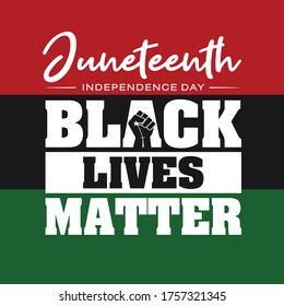 Juneteenth Independence Day. Black Lives Matter. June 19, 1865. Design of Banner and Flag. Vector logo Illustration.