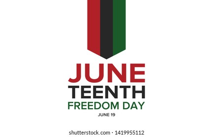 Juneteenth Independence Day. Freedom or Emancipation day. Annual american holiday, celebrated in June 19. African-American history and heritage. Poster, greeting card, banner and background. Vector