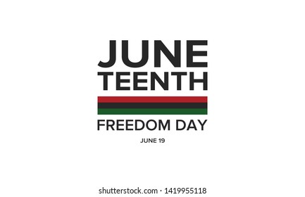 Juneteenth Independence Day. Freedom or Emancipation day. Annual american holiday, celebrated in June 19. African-American history and heritage. Poster, greeting card, banner and background. Vector