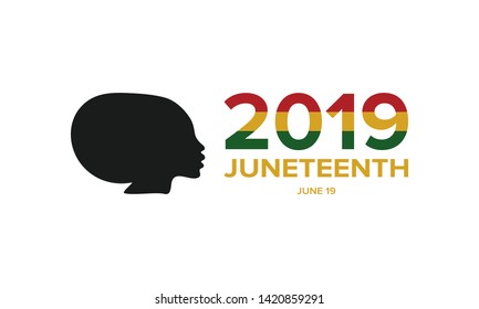 Juneteenth Independence Day. Freedom or Emancipation day. Annual american holiday, celebrated in June 19. African-American history and heritage. Poster, greeting card, banner and background. Vector