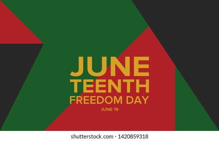 Juneteenth Independence Day. Freedom or Emancipation day. Annual american holiday, celebrated in June 19. African-American history and heritage. Poster, greeting card, banner and background. Vector