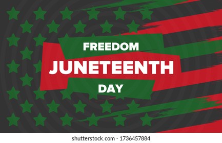 Juneteenth Independence Day. Freedom or Emancipation day. Annual american holiday, celebrated in June 19. African-American history and heritage. Poster, greeting card, banner and background. Vector