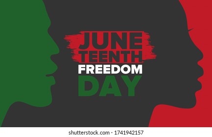 Juneteenth Independence Day. Freedom or Emancipation day. Annual american holiday, celebrated in June 19. African-American history and heritage. Poster, greeting card, banner and background. Vector