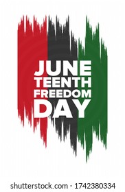 Juneteenth Independence Day. Freedom or Emancipation day. Annual american holiday, celebrated in June 19. African-American history and heritage. Poster, greeting card, banner and background. Vector