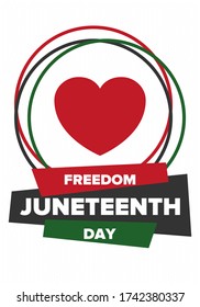 Juneteenth Independence Day. Freedom or Emancipation day. Annual american holiday, celebrated in June 19. African-American history and heritage. Poster, greeting card, banner and background. Vector