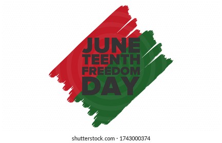 Juneteenth Independence Day. Freedom or Emancipation day. Annual american holiday, celebrated in June 19. African-American history and heritage. Poster, greeting card, banner and background. Vector