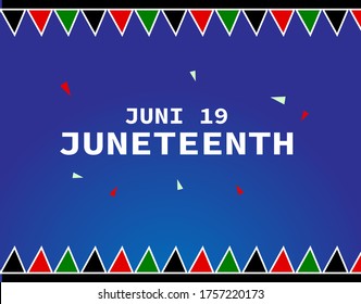 Juneteenth Independence Day. Freedom or Emancipation day. Annual american holiday, celebrated in June 19. African-American history and heritage. Poster, greeting card, banner and background. Vector
