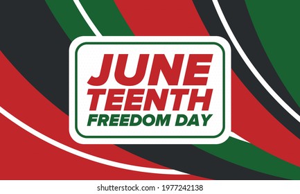 Juneteenth Independence Day. Freedom or Emancipation day. Annual american holiday, celebrated in June 19. African-American history and heritage. Poster, greeting card, banner and background. Vector
