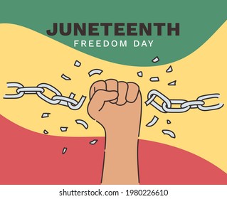 Juneteenth Independence Day. Freedom or Emancipation day. Annual american holiday, celebrated in June 19. African-American history and heritage. Poster, greeting card, banner