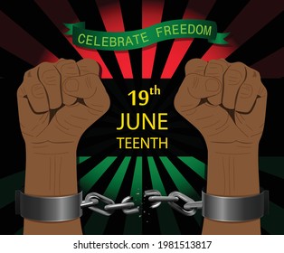 Juneteenth Independence Day. Freedom or Emancipation day. Annual American holiday, celebrated June 19 poster banner vector