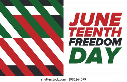 Decimoctavo Día de la Independencia de junio. Día de la Libertad o la Emancipación. Fiesta anual estadounidense, celebrada el 19 de junio. Historia y patrimonio afroamericano. Cartel, tarjeta de saludo, cartel y fondo. Vector