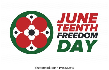Juneteenth Independence Day. Freedom or Emancipation day. Annual american holiday, celebrated in June 19. African-American history and heritage. Poster, greeting card, banner and background. Vector