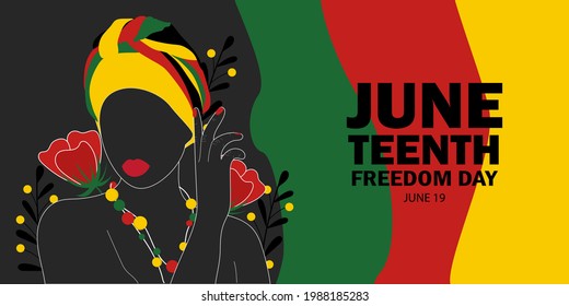 Juneteenth Independence Day. Freedom or Emancipation day. Annual american holiday. Poster, greeting card, banner and background. 